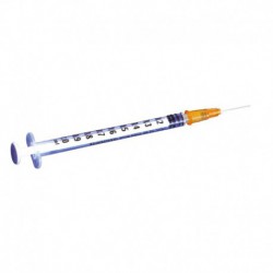 Jeringa desechable con aguja 1ml Luer+25 g - 05 x 16 (100 ud)